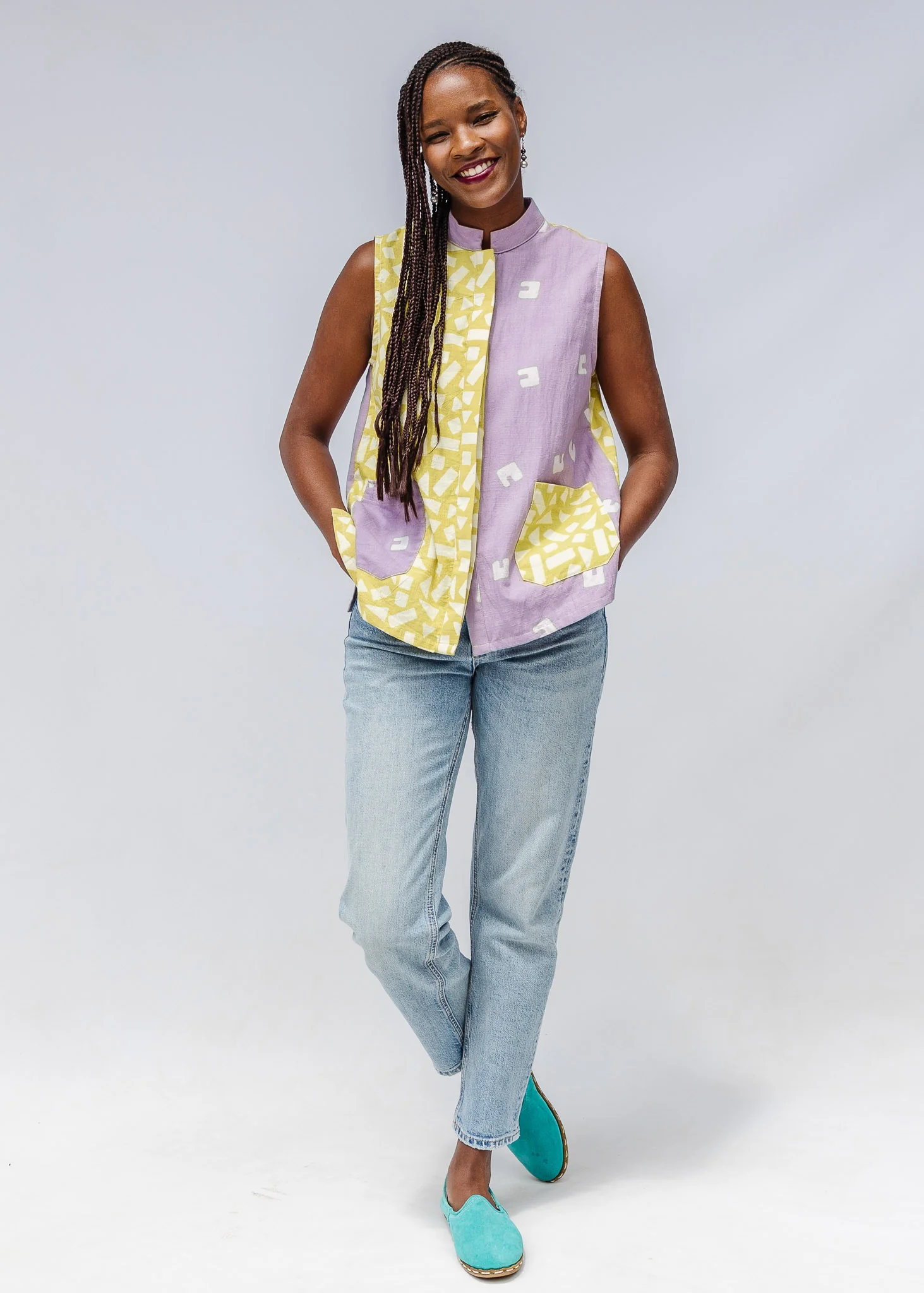 Aloe Again Patchwork Sleeveless Shirt - Image 4