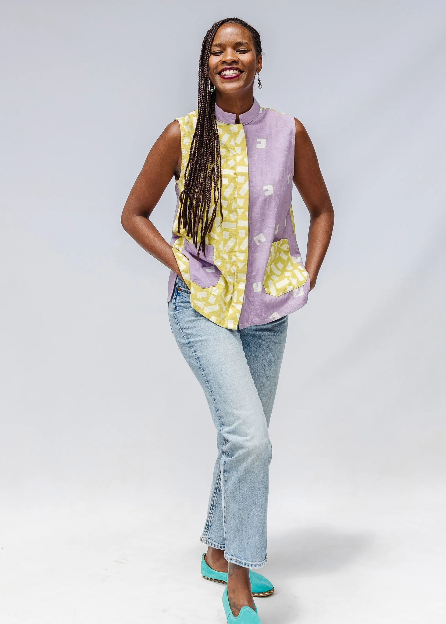 Aloe Again Patchwork Sleeveless Shirt - Image 5
