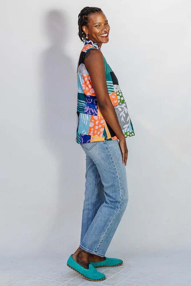Batik Patchwork Sleeveless Shirt - Image 5