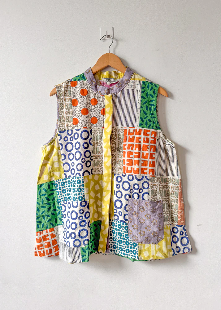 Blockprint Patchwork Sleeveless Shirt - Image 2