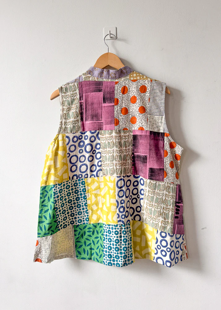 Blockprint Patchwork Sleeveless Shirt - Image 3