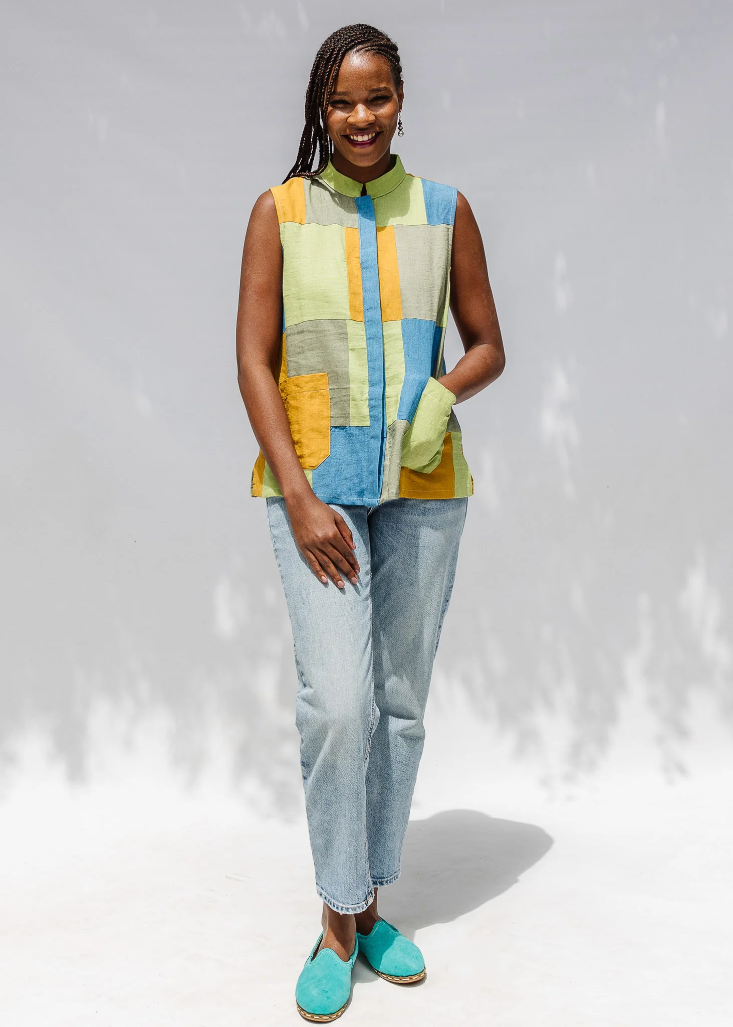 Citrus Patchwork Sleeveless Shirt - Image 4