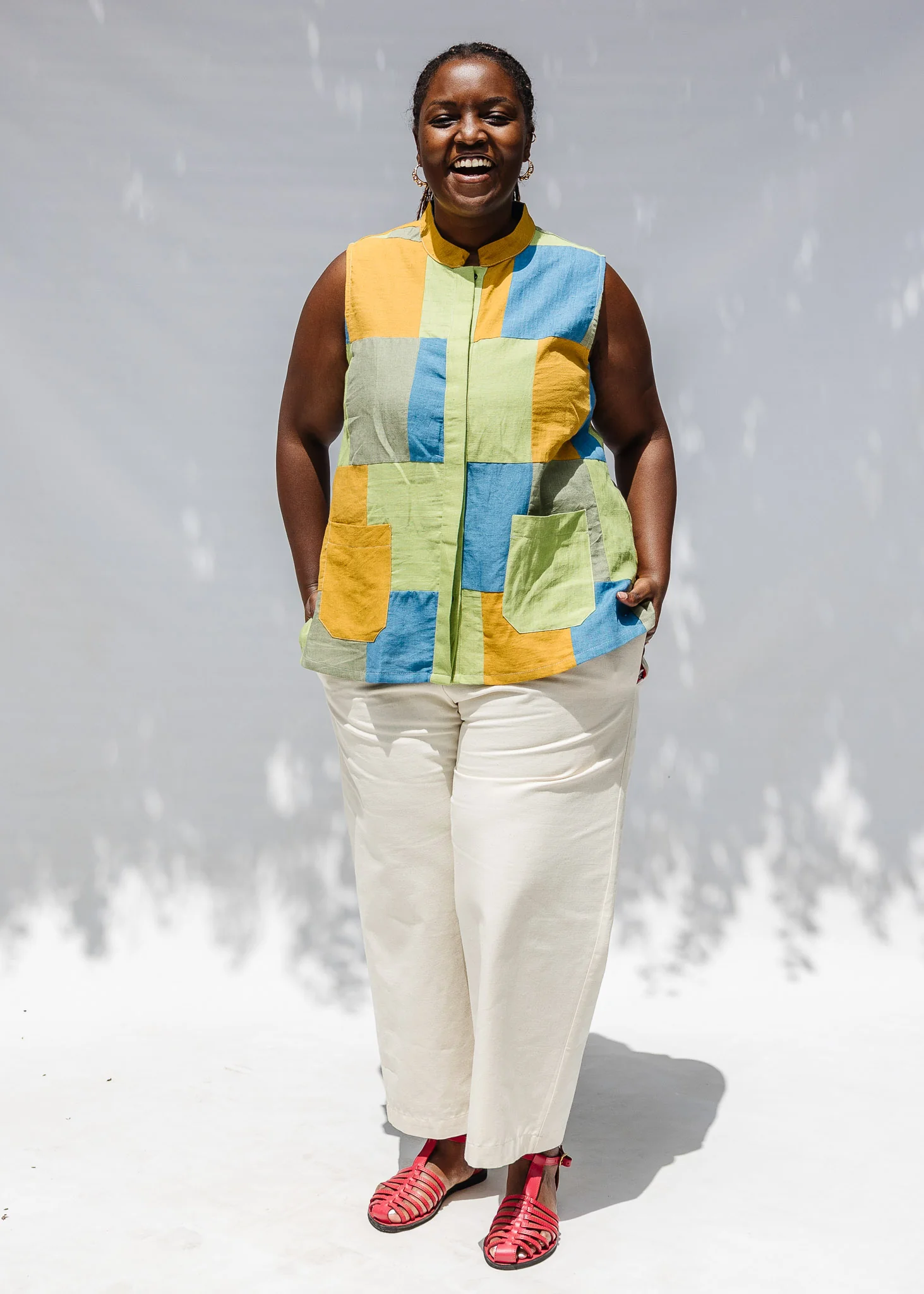 Citrus Patchwork Sleeveless Shirt - Image 5