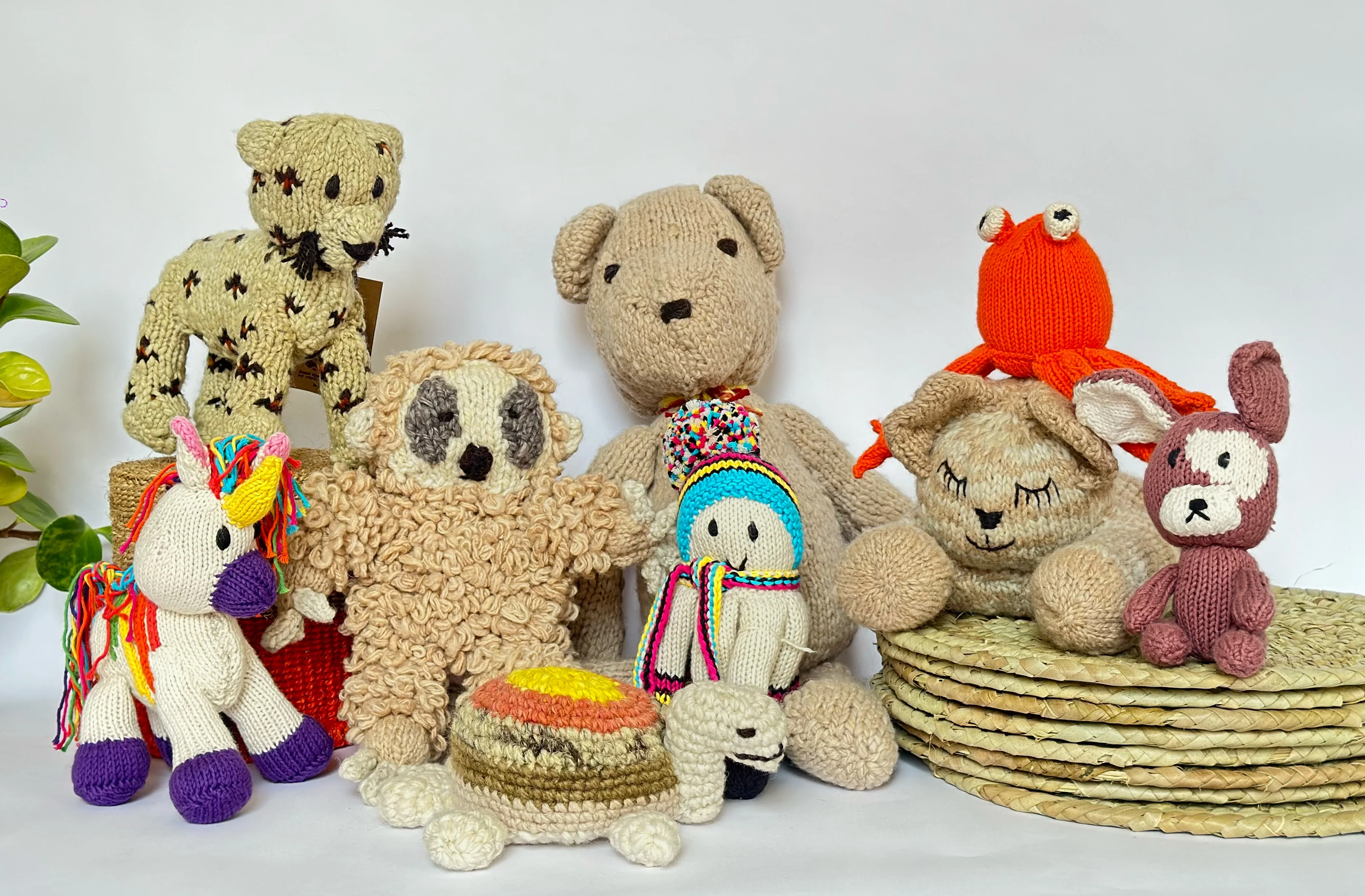 Hand-Knit Wool and Cotton Stuffed Animals - Image 20