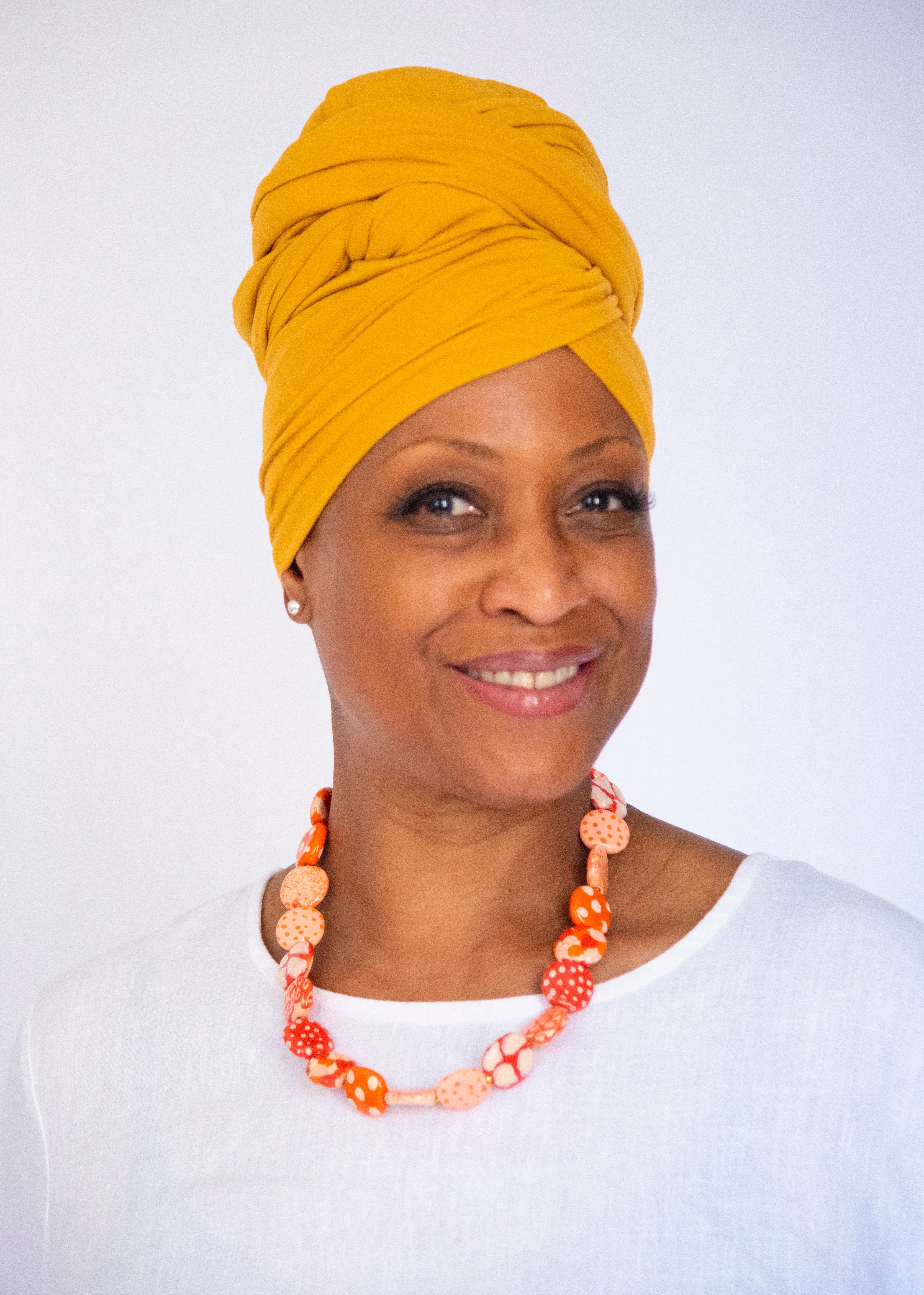 Kazuri Orange Blossom Necklace 22" - Image 3
