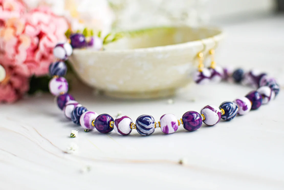 Kazuri Purple Match Necklace 18" - Image 2