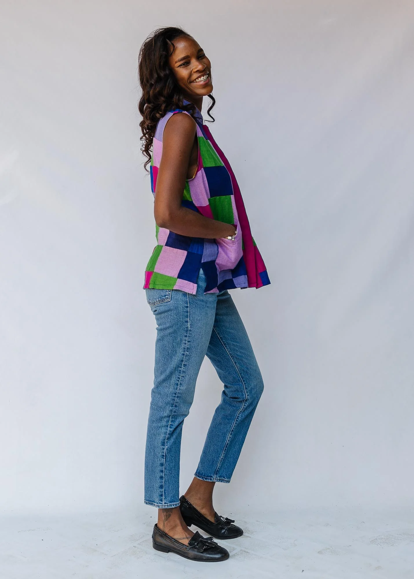 Berry Blast Patchwork Sleeveless Shirt - Image 5