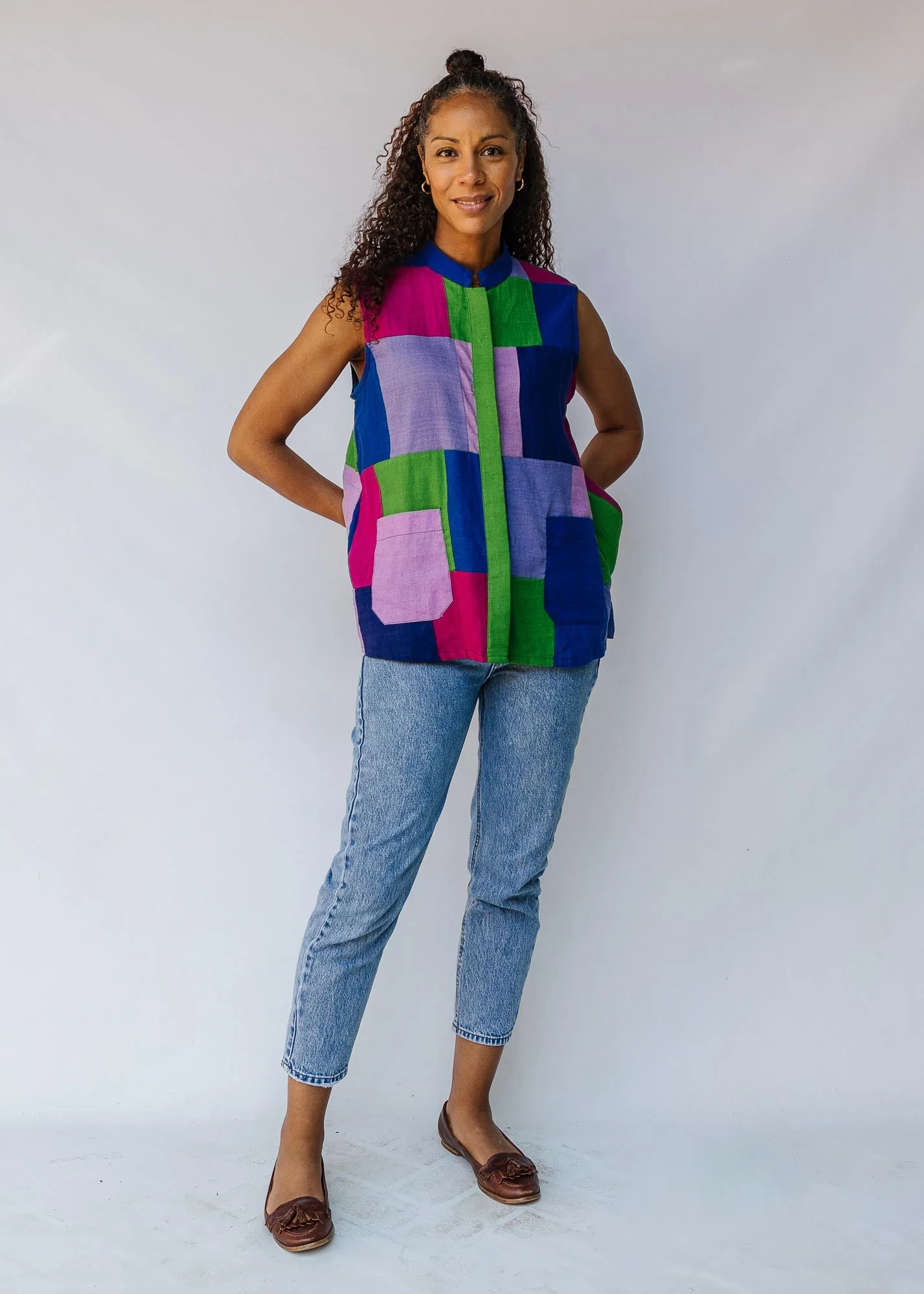 Berry Blast Patchwork Sleeveless Shirt - Image 7